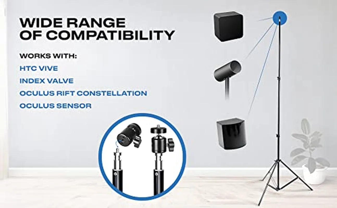 -Vr Tripod Stand, HTC Vive Base Station Compatible Sensor Stand and Base Station Mount for Vive Sensors or Oculus Rift Constellation (2 Stands)
