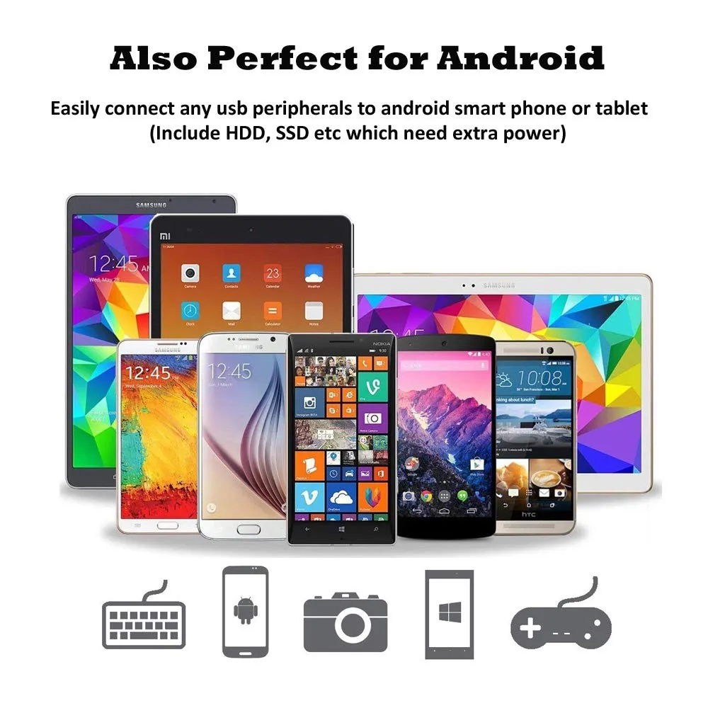 2-in-1 Powered Micro USB OTG Adapter | Left Angled | PlayStation Classic, Chromecast, Android Phones & Tablets