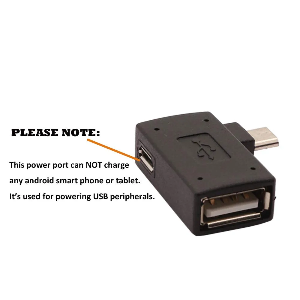 2-in-1 Powered Micro USB OTG Adapter | Left Angled | PlayStation Classic, Chromecast, Android Phones & Tablets