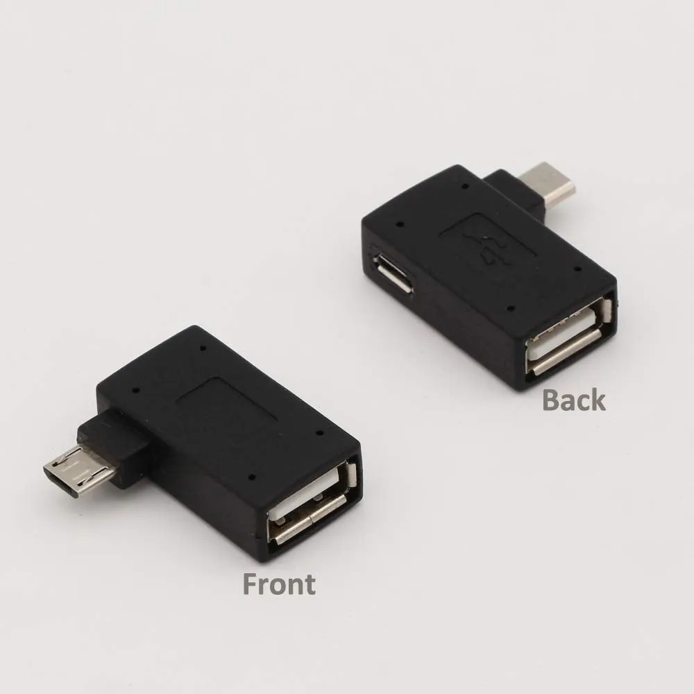 2-in-1 Powered Micro USB OTG Adapter | Left Angled | PlayStation Classic, Chromecast, Android Phones & Tablets