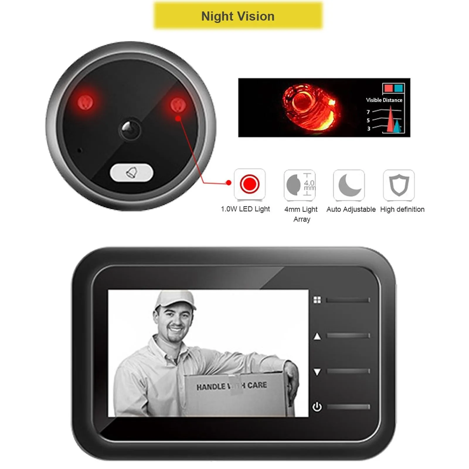 2.4 Night Vision Lcd Cat Eye Doorbell With Photo / Video Display