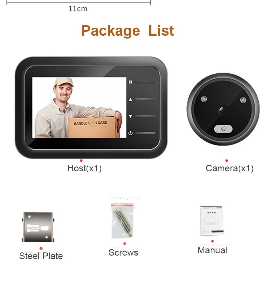 2.4 Night Vision Lcd Cat Eye Doorbell With Photo / Video Display