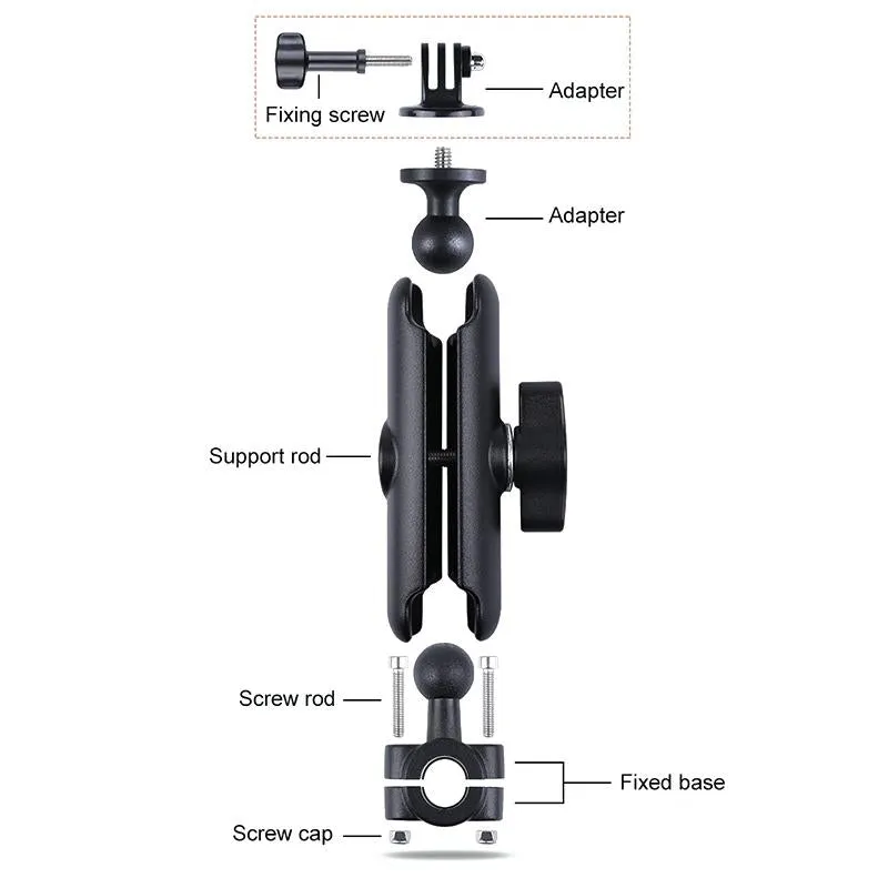 25mm Ballhead Car Seat Mount for Action Cameras with Phone Clamp and Anti-lost Case