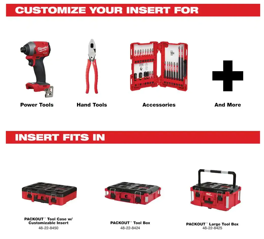 48-22-8451 Milwaukee PACKOUT Tool Box Customizable Foam Insert