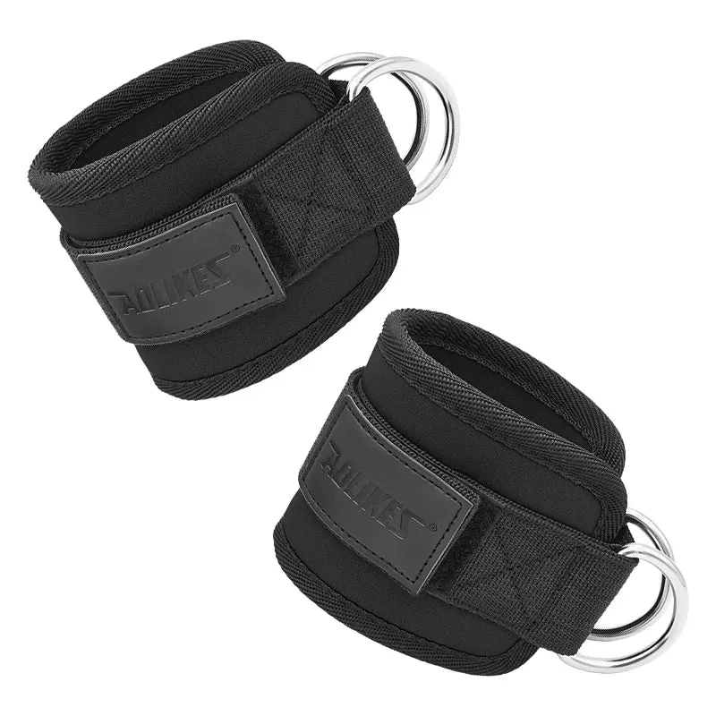 Adjustable Padded Ankle / Wrist Cuffs For Cable Machine Glute Kickback Straps With D Ring