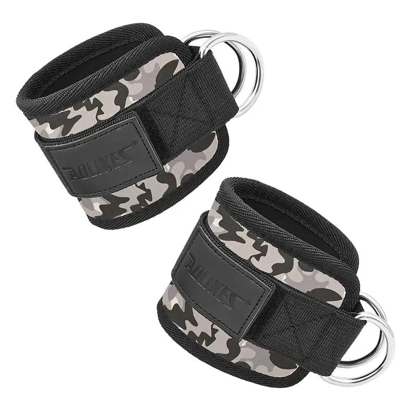 Adjustable Padded Ankle / Wrist Cuffs For Cable Machine Glute Kickback Straps With D Ring