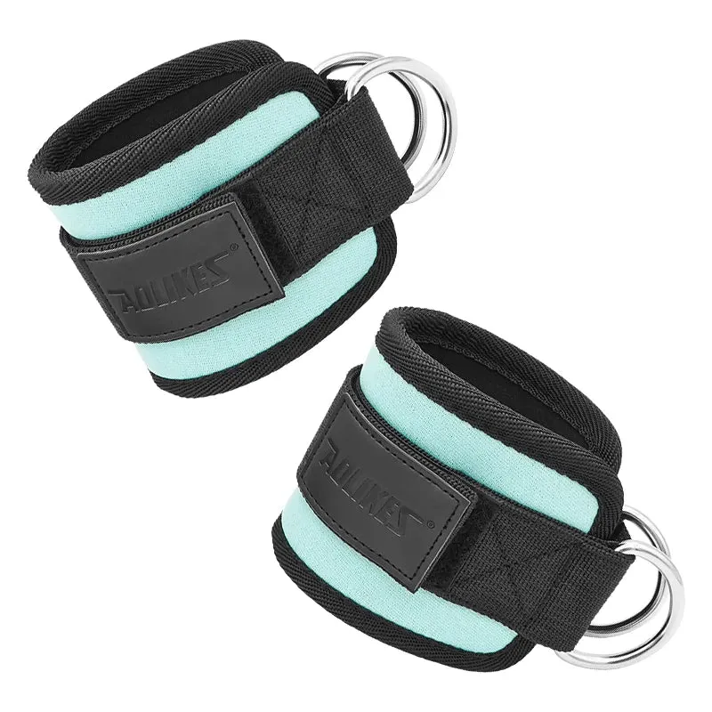 Adjustable Padded Ankle / Wrist Cuffs For Cable Machine Glute Kickback Straps With D Ring