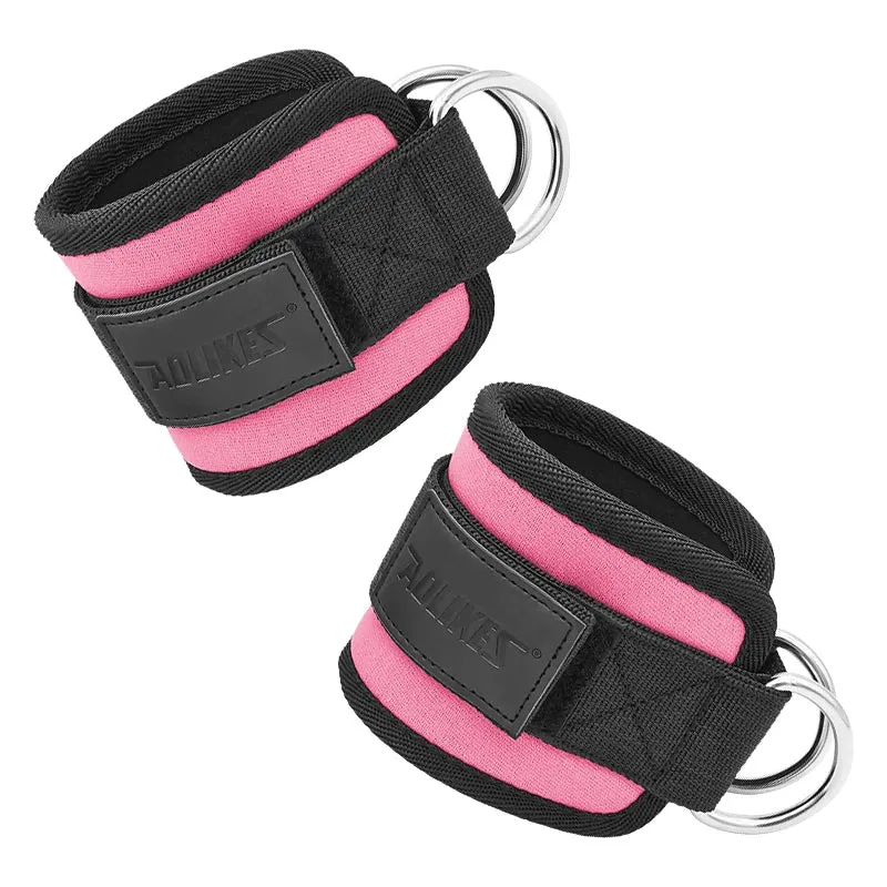 Adjustable Padded Ankle / Wrist Cuffs For Cable Machine Glute Kickback Straps With D Ring