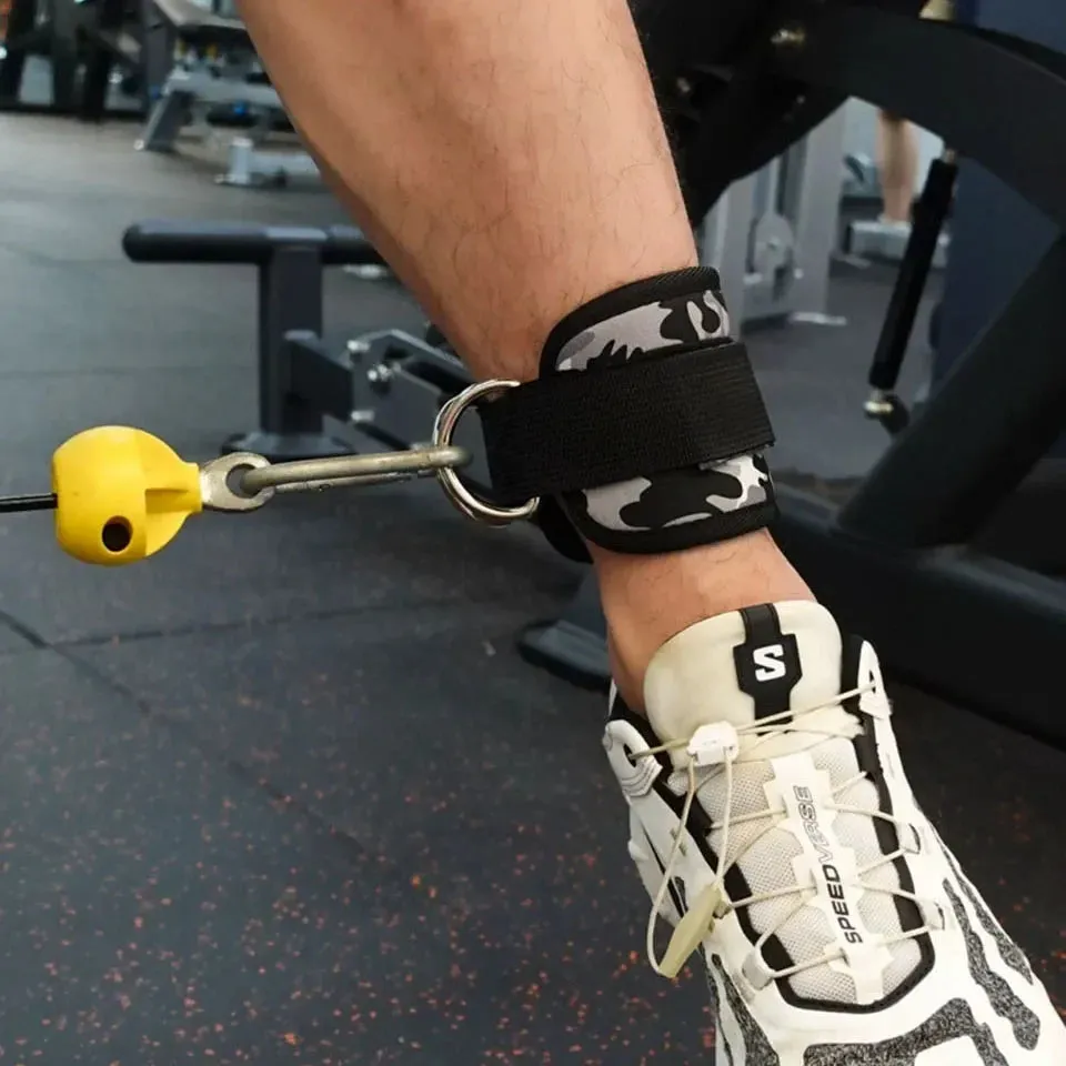 Adjustable Padded Ankle / Wrist Cuffs For Cable Machine Glute Kickback Straps With D Ring