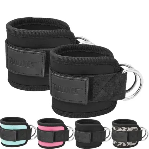 Adjustable Padded Ankle / Wrist Cuffs For Cable Machine Glute Kickback Straps With D Ring