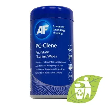 AF PC Clene Anti-Static PC Wipes, Tub of 100