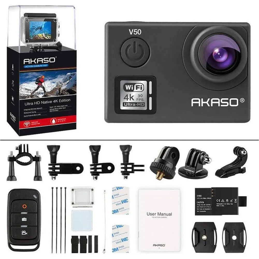 Akaso V50 Action Camera-Native 4K/30fps 20 MP with Wifi - Open Box