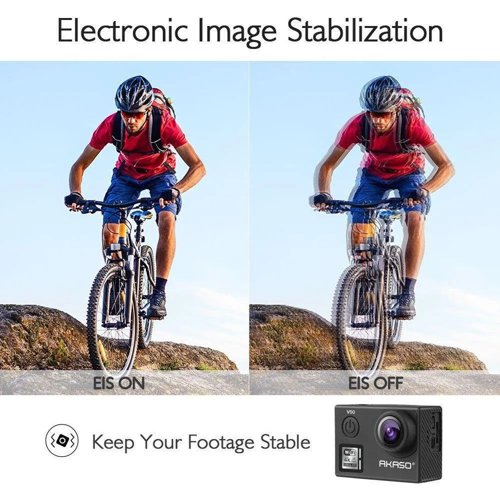 Akaso V50 Action Camera-Native 4K/30fps 20 MP with Wifi - Open Box