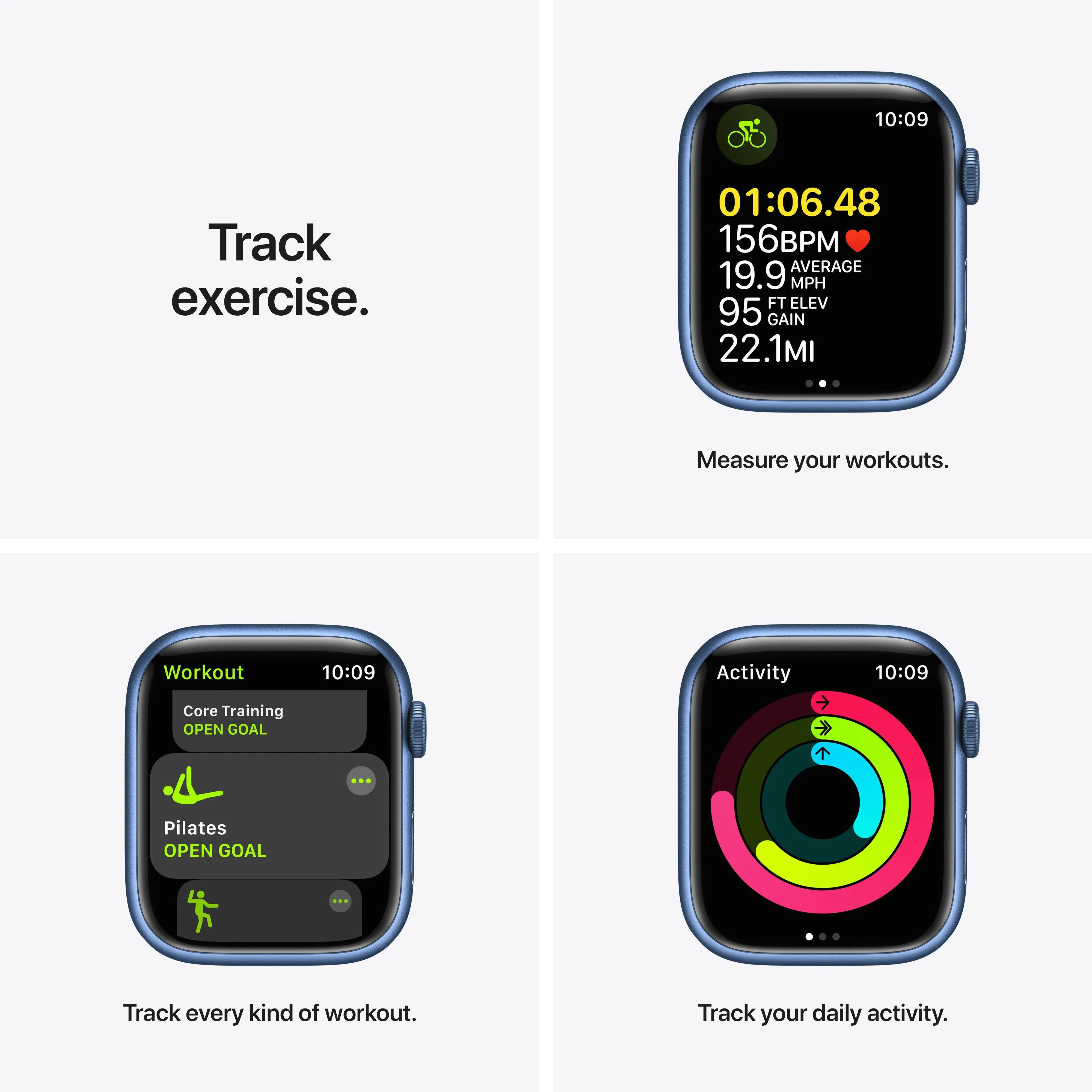 Apple Watch Series 7 GPS, 45mm Blue Aluminium Case with Abyss Blue Sport Band - Regular