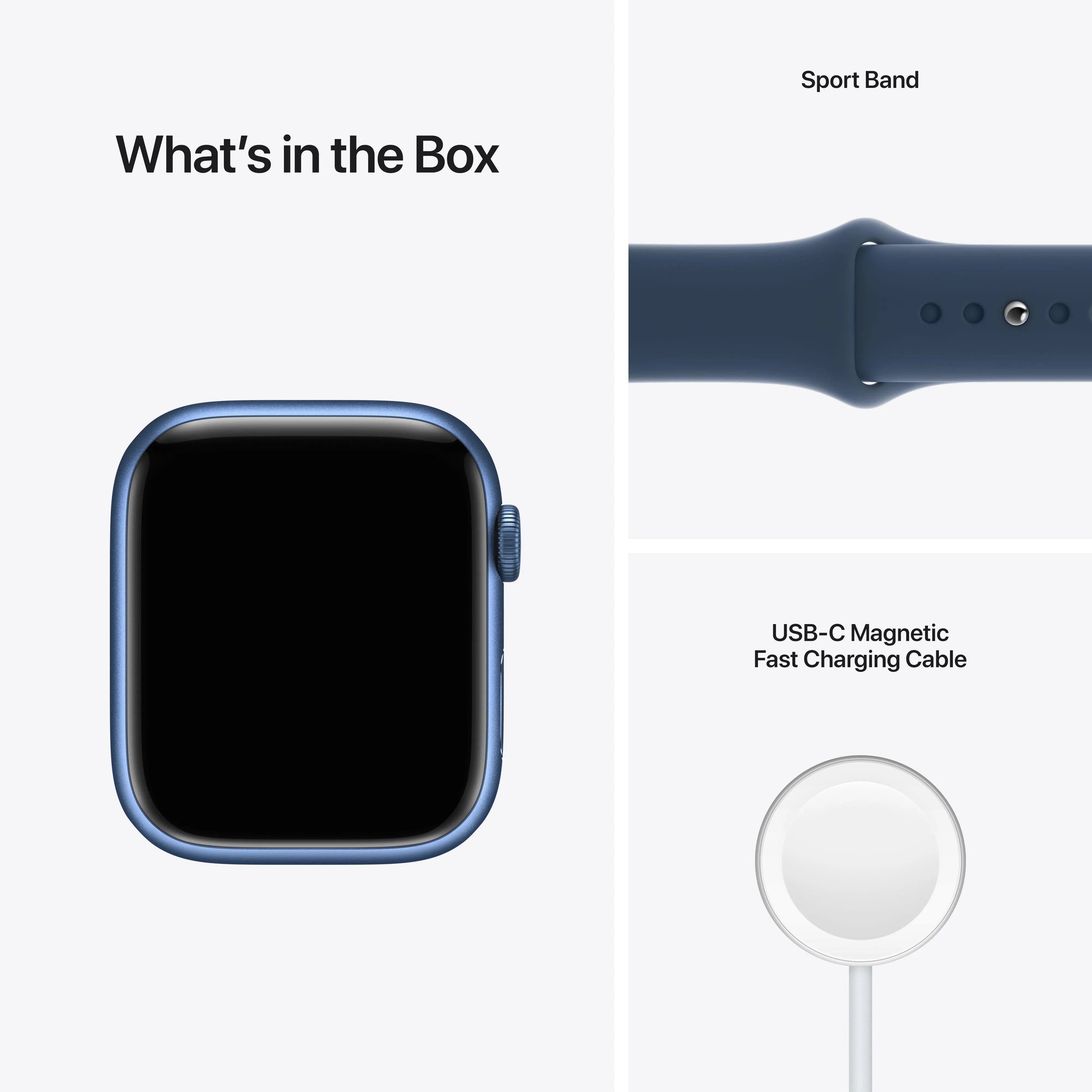Apple Watch Series 7 GPS, 45mm Blue Aluminium Case with Abyss Blue Sport Band - Regular