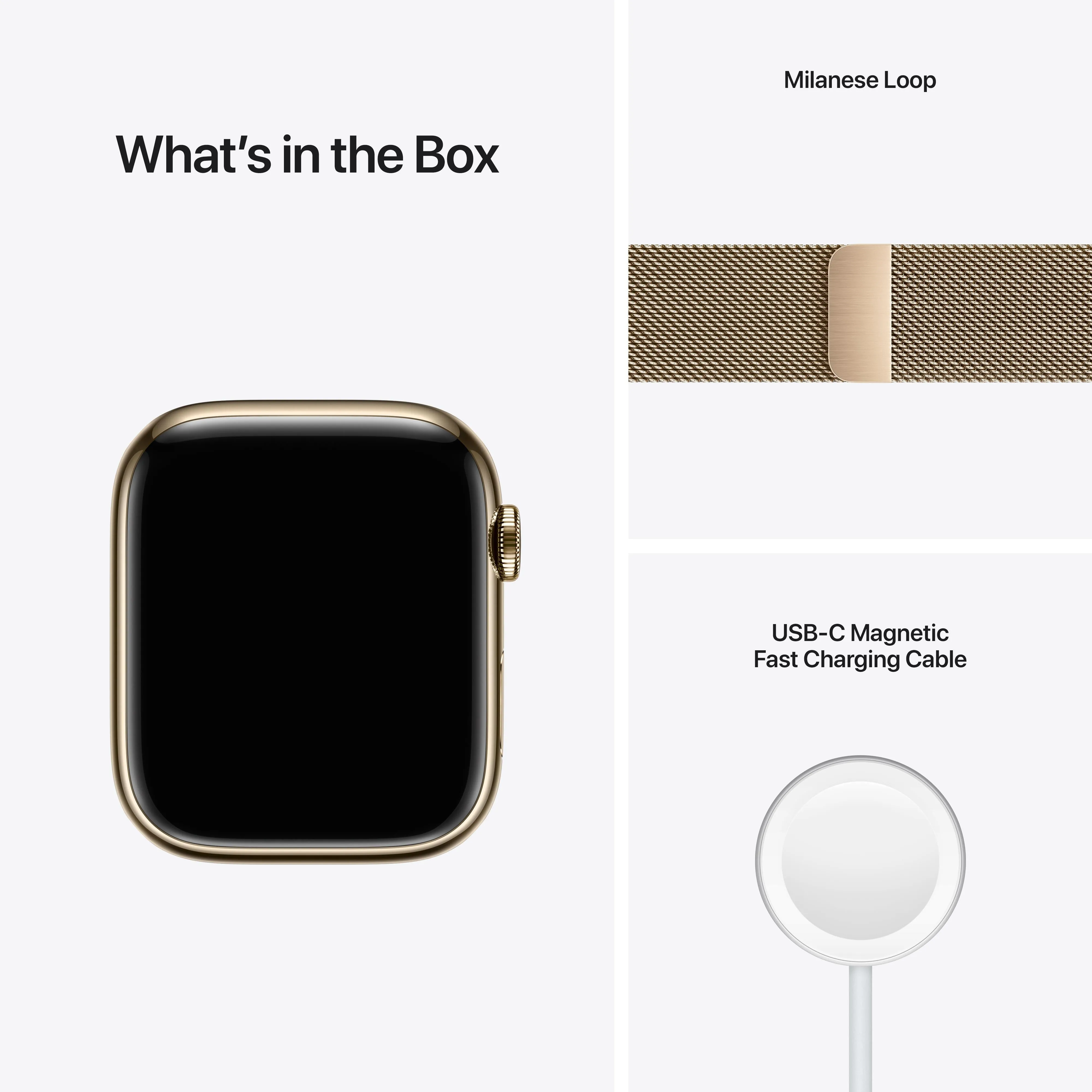 Apple Watch Series 7 GPS   Cellular, 45mm Gold Stainless Steel Case with Gold Milanese Loop