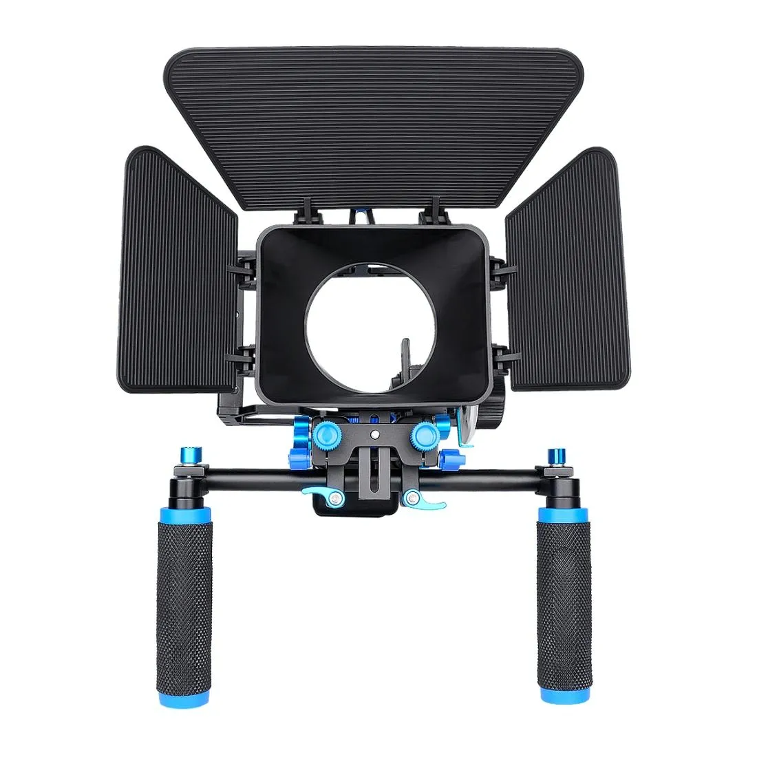 D222 Dual Handles Camera Shoulder Mount & Camera Cage Stabilizer Kit With Matte Box & Follow Focus For Dslr Camera / Video Camera