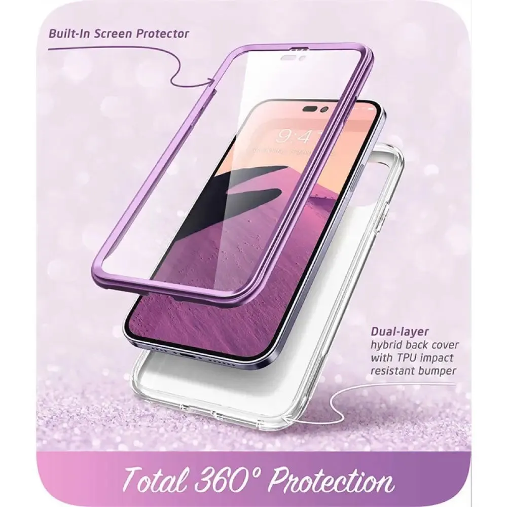 For Iphone 14 Pro Case 6.1 Inch Cosmo Full-body Glitter Marble Bumper Case with Built-in Screen Protector