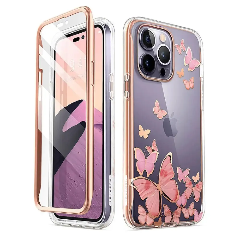 For Iphone 14 Pro Case 6.1 Inch Cosmo Full-body Glitter Marble Bumper Case with Built-in Screen Protector