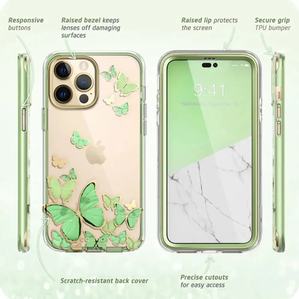 For Iphone 14 Pro Case 6.1 Inch Cosmo Full-body Glitter Marble Bumper Case with Built-in Screen Protector