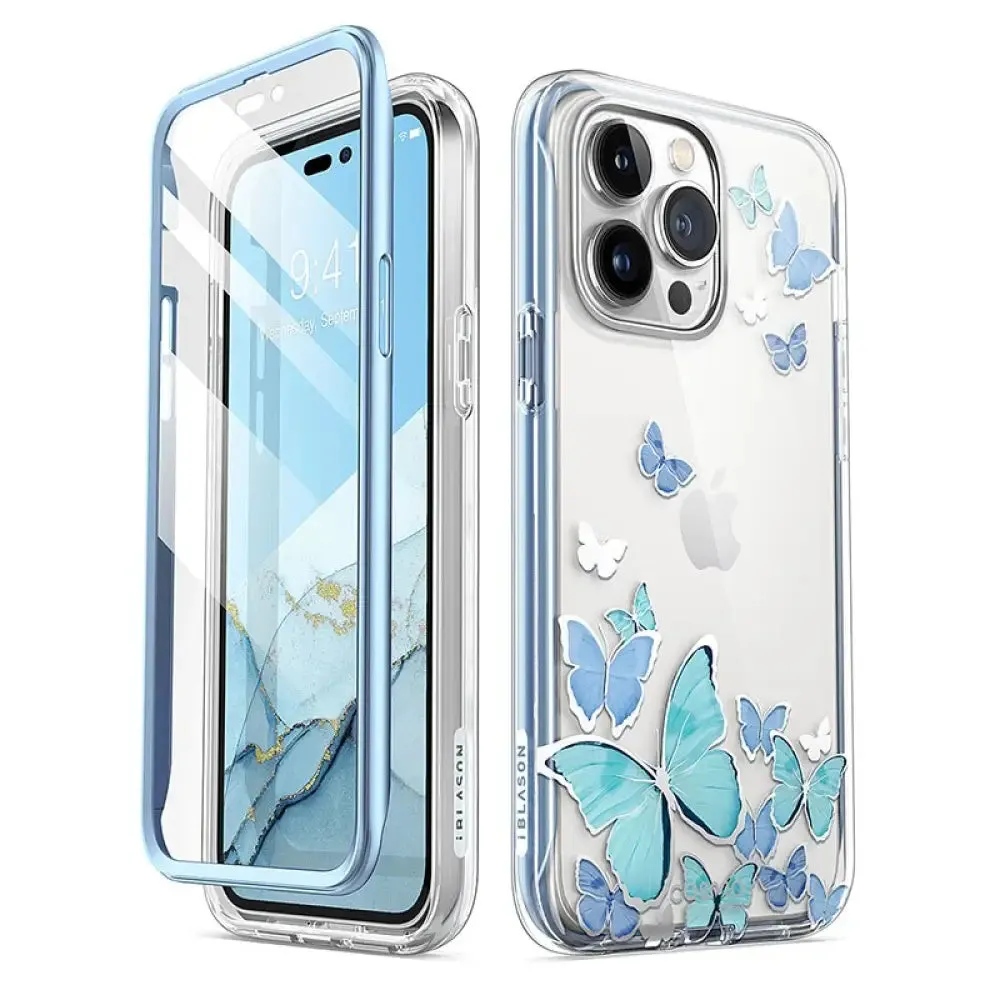 For Iphone 14 Pro Case 6.1 Inch Cosmo Full-body Glitter Marble Bumper Case with Built-in Screen Protector