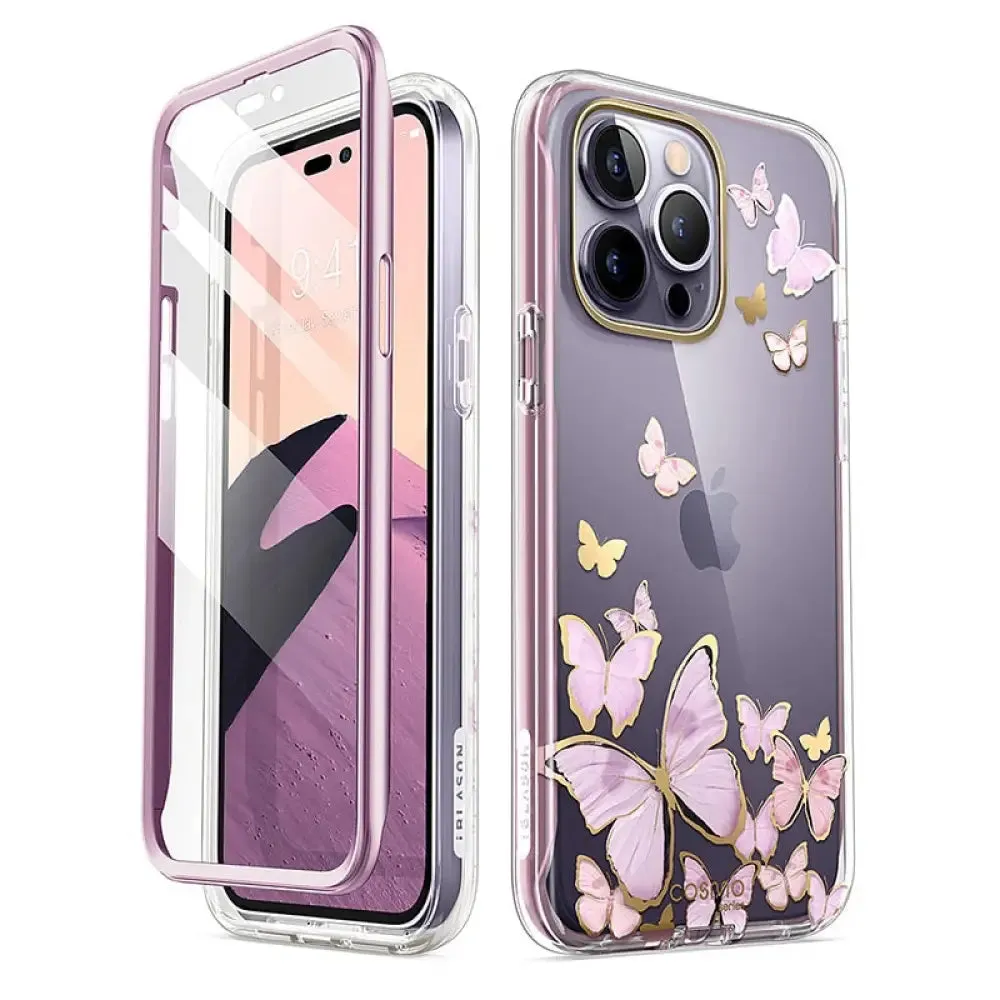For Iphone 14 Pro Case 6.1 Inch Cosmo Full-body Glitter Marble Bumper Case with Built-in Screen Protector