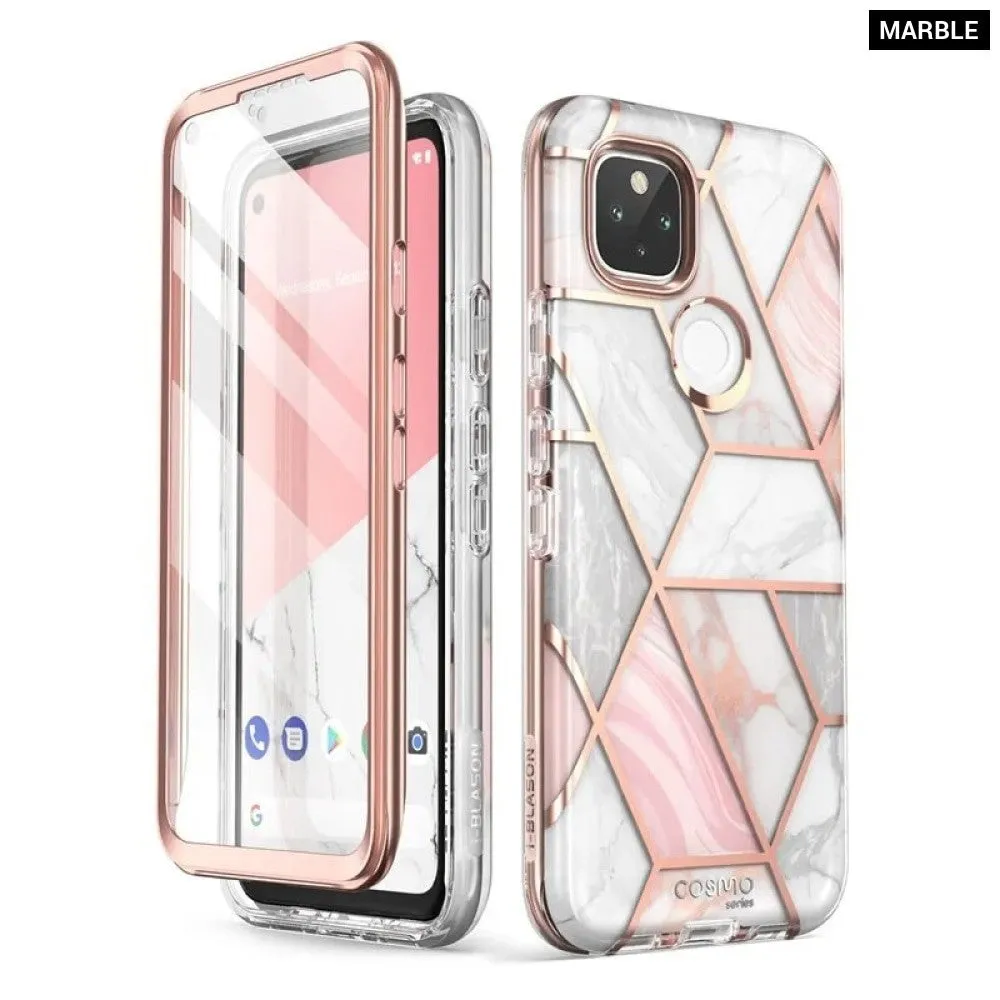 Full-body Glitter Marble Bumper Case with Built-in Screen Protector for Google Pixel 5