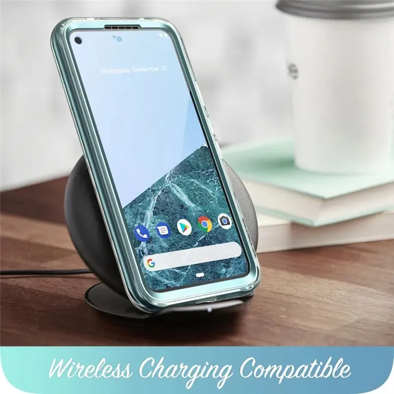 Full-body Glitter Marble Bumper Case with Built-in Screen Protector for Google Pixel 5