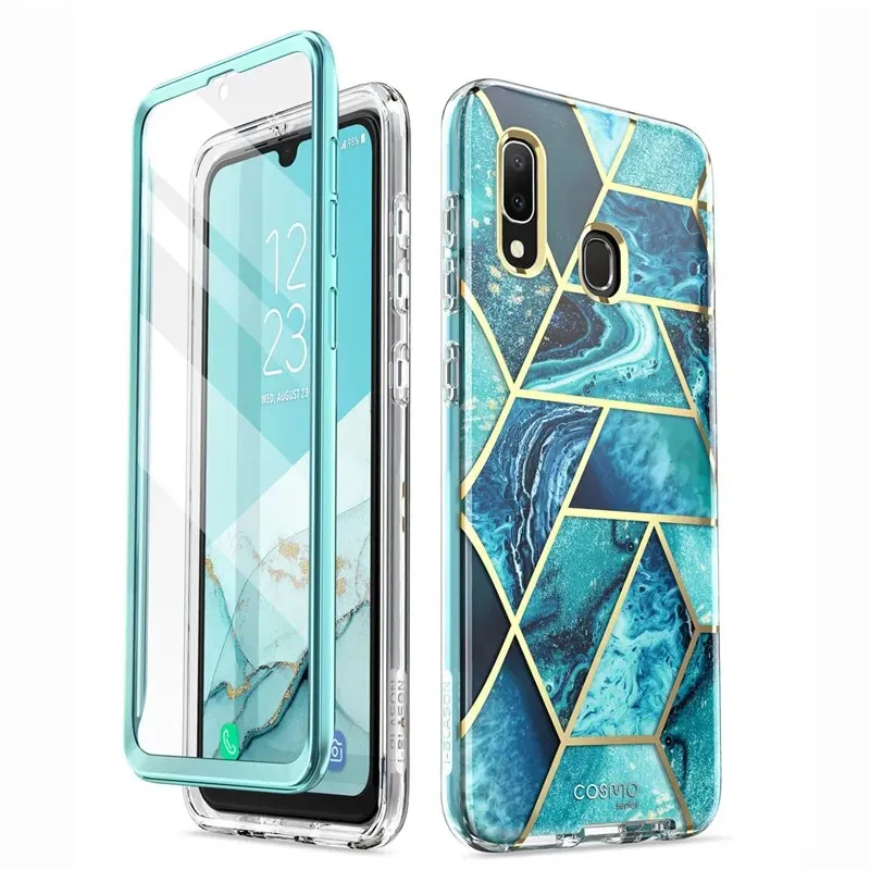 Full-body Glitter Marble Bumper Case with Built-in Screen Protector for Samsung Galaxy A20/a30 (2019)