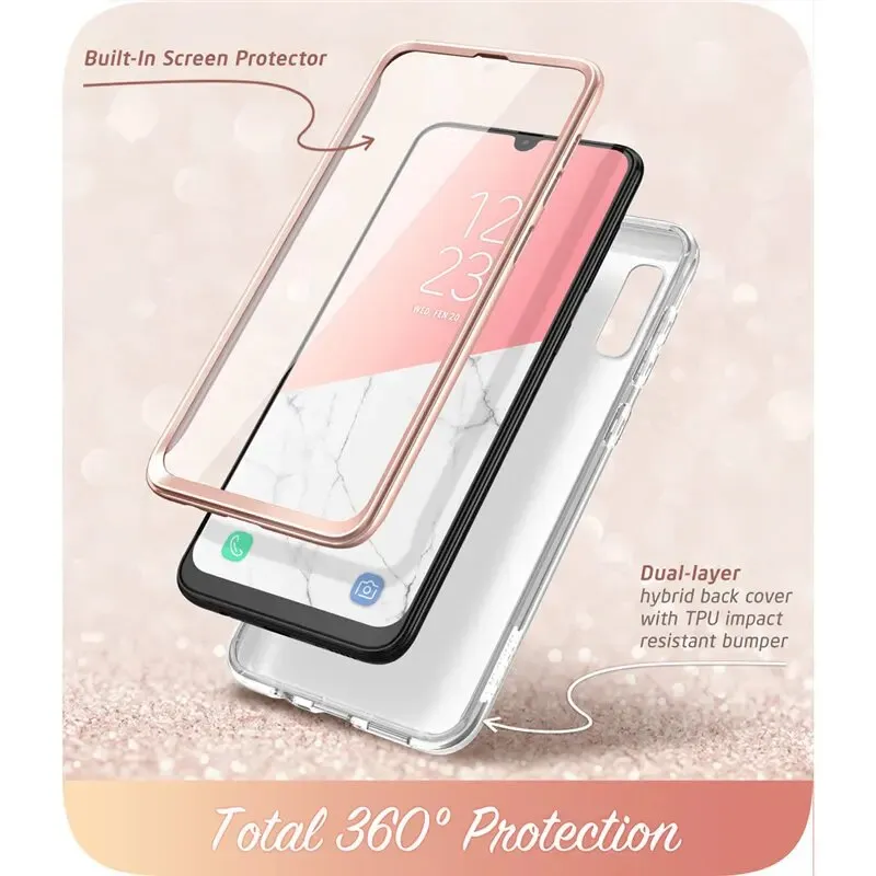Full-body Glitter Marble Bumper Case with Built-in Screen Protector for Samsung Galaxy A20/a30 (2019)