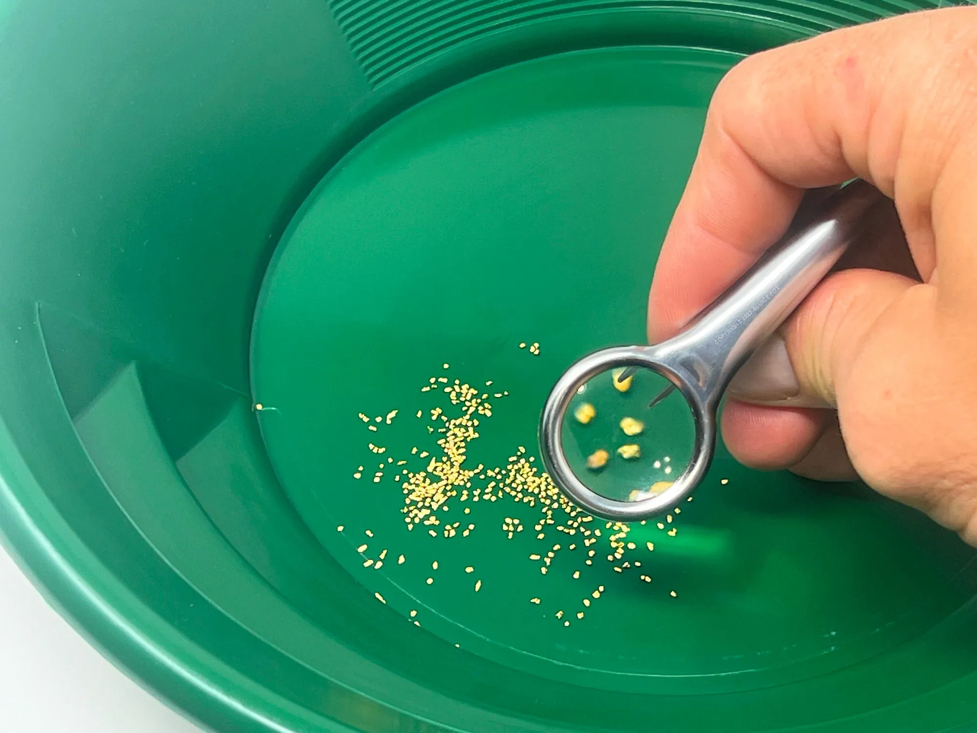 Gold panning starter kit for kids or adults; gold snifter bottle | spiral gold pan with dual riffles; basic gold prospecting kit with free drawstring carry bag