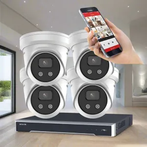 Hikvision CCTV Kit, AcuSense, 4 x 6MP Turret, 4CH NVR with 4TB HDD