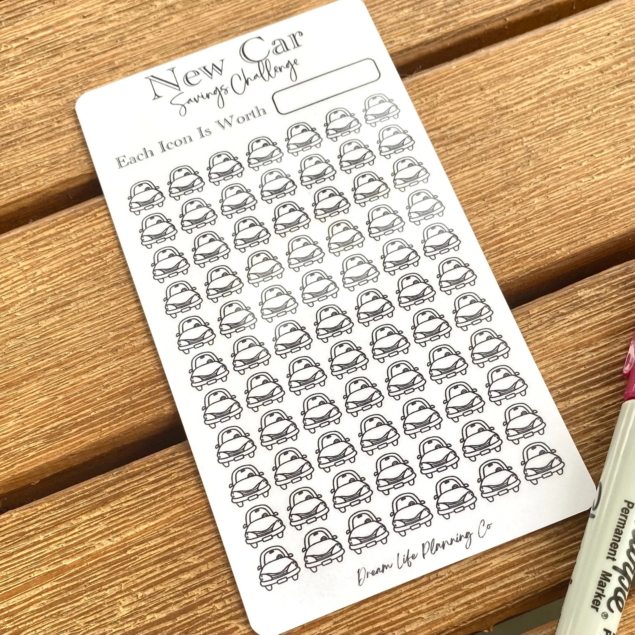 New Car Savings Challenge Card