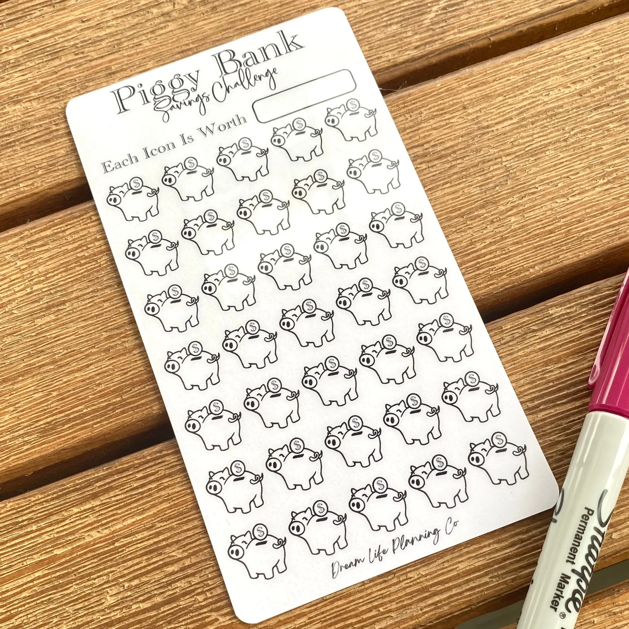 Piggy Bank Savings Challenge Cards