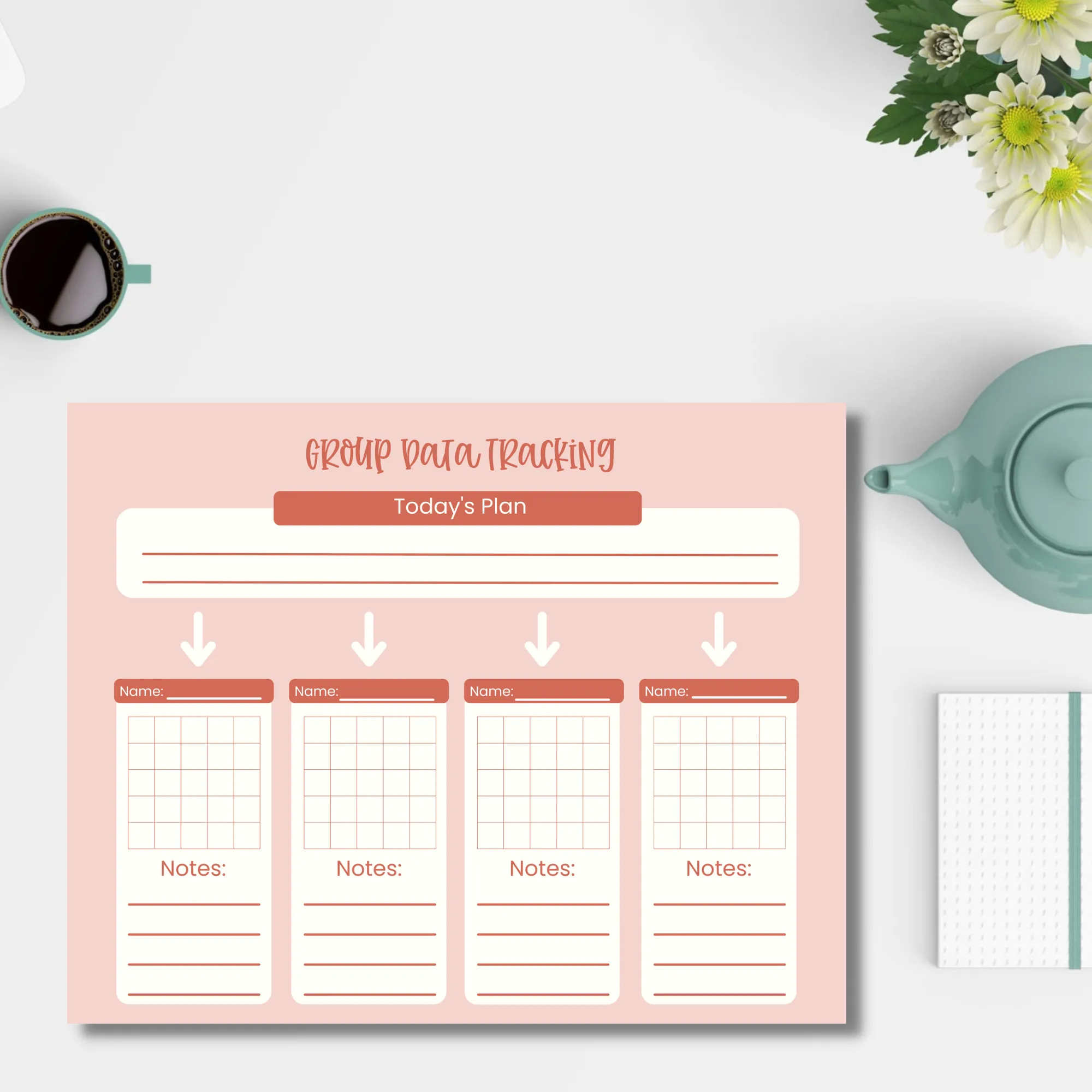 Tangerine Group Data Tracker Notepad (8.5 x 11)