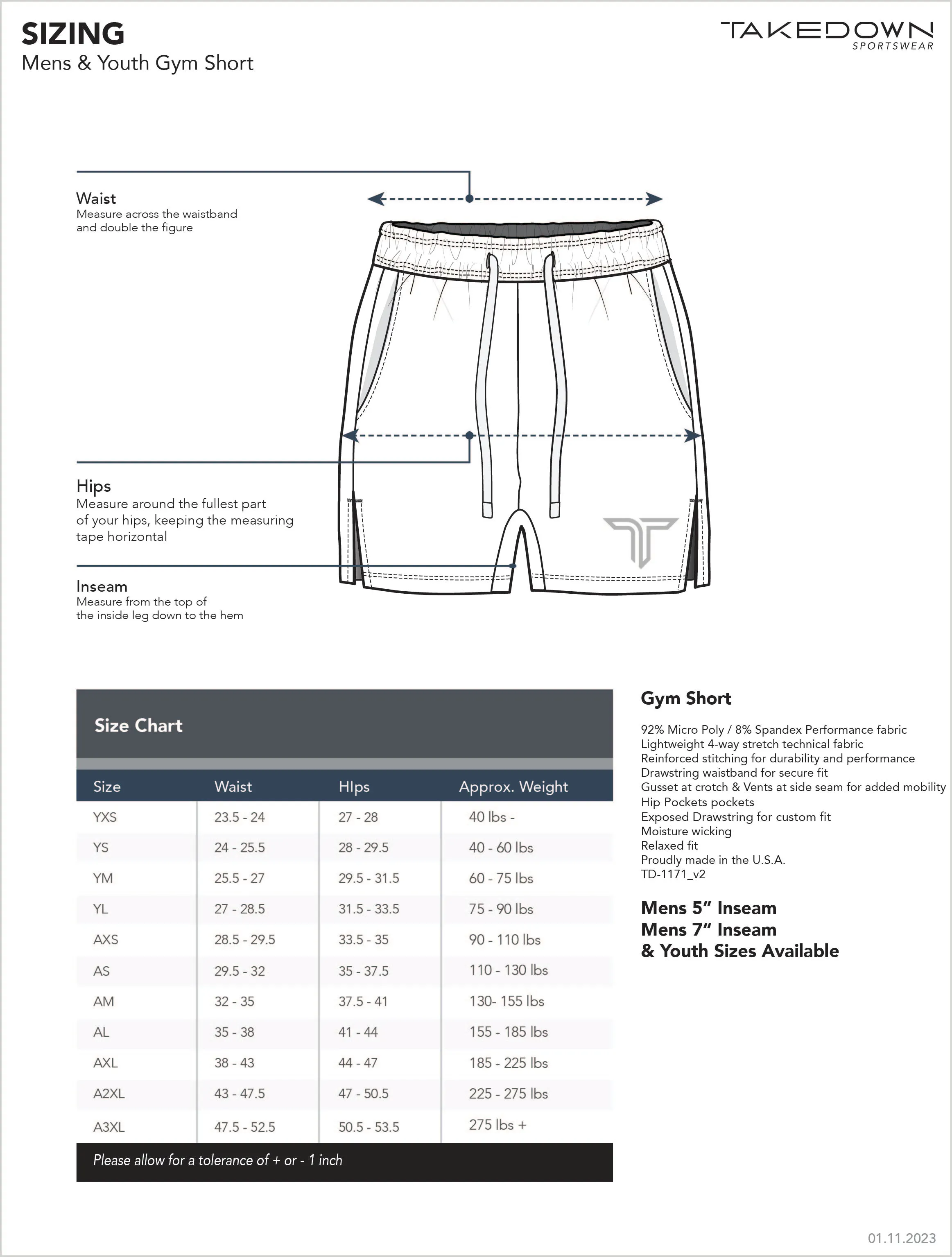TD-GS-010 360 Custom Gym Shorts (5"&7 Inseam)
