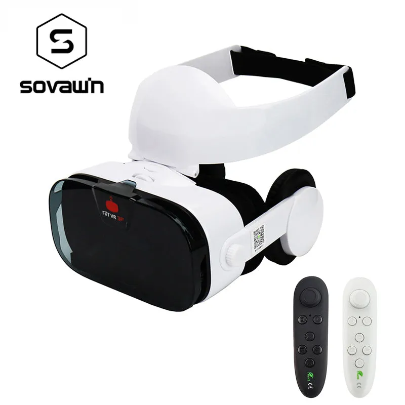 VR Fiit 3F Stereo Video 3D Glasses VR Headset Virtual Reality Smartphone Google Cardboard Helmet box For 4-6.4' Phone  Gamepad